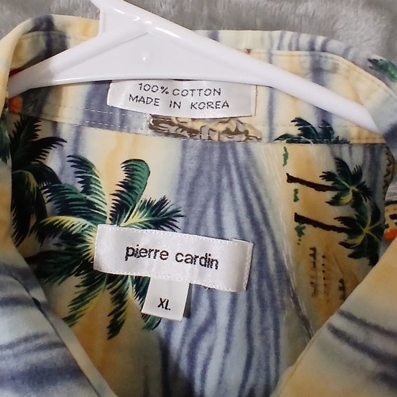 Pierre Cardin Hawaiian Men Shirt Size XL Button Up Short Sleeve Cotton Tropical - Picture 2 of 9